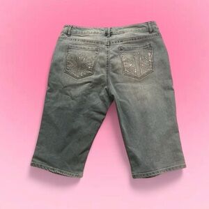 💕Code Bleu Light Blue Embellished Back Pocket Jean Shorts